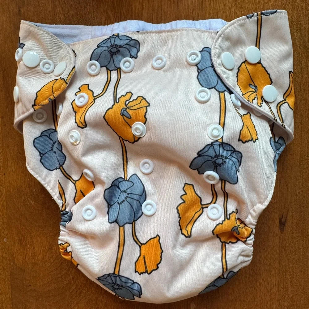 Floral Cloth Diapers - Blue and Cream